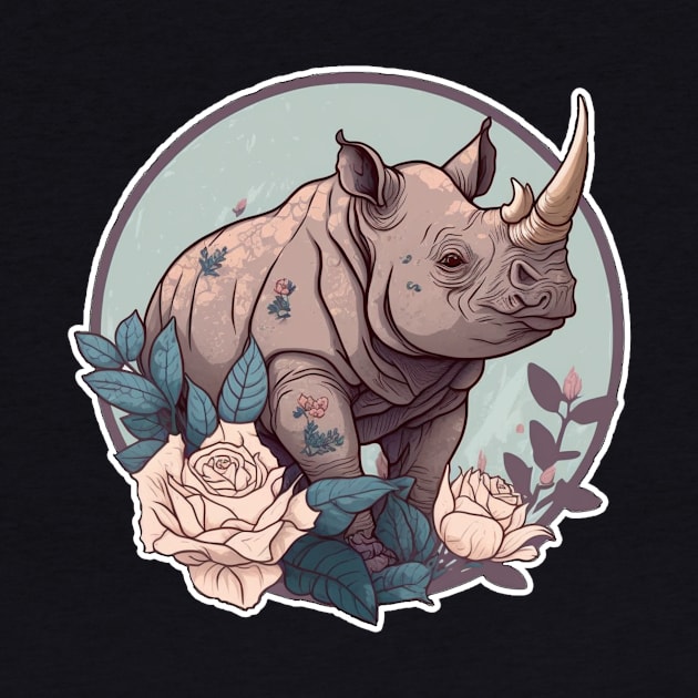 Watercolour Rhino by Zoo state of mind